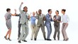 Smiling business people jumping