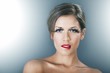 Beautiful woman with red lips and long lashes