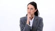 Serious woman standing upright