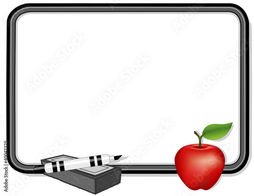 Vector: Whiteboard, Apple for the Teacher, Copy Space Whiteboard, Apple for the Teacher, Copy Space