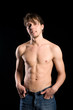 smiling man with naked torso
