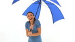 Video: Happy woman with an umbrella Happy woman with an umbrella