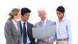 Video: Manager showing a file to his team Manager showing a file to his team