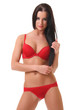 portrait of beautiful sexy women in red lingerie