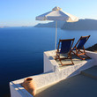Santorin - Terrasse et parasol