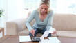Blonde woman having financial problems