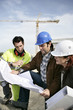 Construction team looking at plans