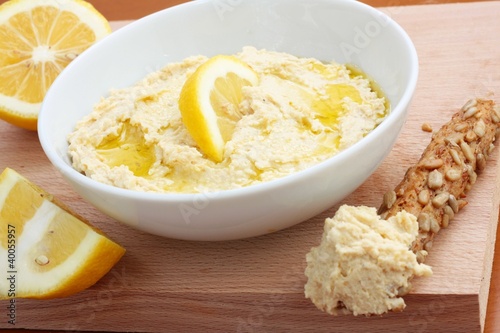 Photo: Hummus and bread sticks Hummus and bread sticks