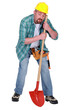 Construction worker asleep on the job