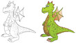 comic drache coloriert und outlines