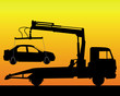 black silhouette of a tow truck