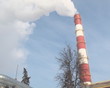 smoke blue sky boiler chimney stack heat supply city cold season