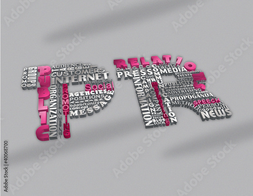 Illustration: Public relations concept. Word tag cloud with 3D text effect Public relations concept. Word tag cloud with 3D text effect
