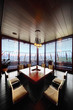 square table in deepening of floor and chairs in restaurant