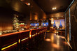 bar counter with chairs in empty comfortable restaurant at night
