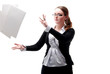 Office Girl With Flying Papers Office Girl With Flying Papers