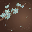 Vektor: Glass blue blooming branch Glass blue blooming branch