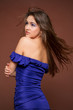 .Portrait of a beautiful young sexy woman with long flying hair,