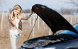 Girl with broken car