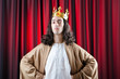 King with crown against background King with crown against background