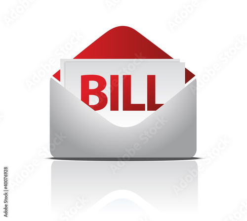 Illustration: envelope and bill documents illustration design over white envelope and bill documents illustration design over white