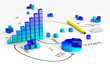 Illustration: Background with diagram and cubes Background with diagram and cubes