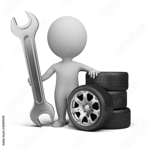 Illustration: 3d small people - car mechanic 3d small people - car mechanic