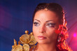 Portrait of east woman with colours