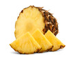 pineapple with slices isolated on white