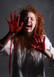 Woman in Horror Situation With Bloody Face
