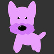 Illustration: Small Pink and Purple Dog Vector - Terrier or Schnauzer Small Pink and Purple Dog Vector - Terrier or Schnauzer