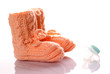 Foto: gestrickte Babyschuhe - orange gestrickte Babyschuhe - orange