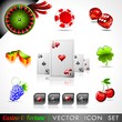 Vektor: Vector icon collection on a casino and fortune theme. Vector icon collection on a casino and fortune theme.