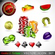 Vektor: Vector icon collection on a casino and fortune theme. Vector icon collection on a casino and fortune theme.