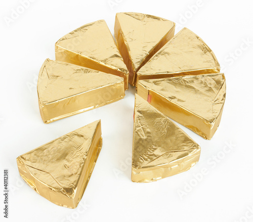 Photo: piece of cheese in foil piece of cheese in foil