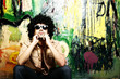 African American man wearing sunglasses African American man wearing sunglasses