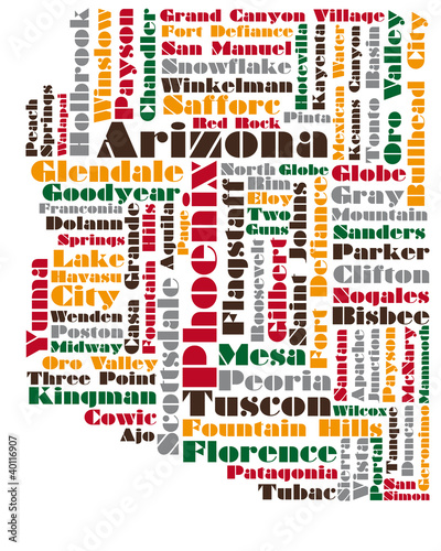 Illustration: word cloud map of Arizona state word cloud map of Arizona state