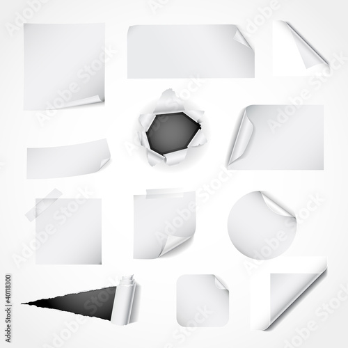 Vector: Paper design elements - notes, stickers and corners Paper design elements - notes, stickers and corners