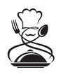 chef hat with spoon and fork