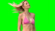 Blonde shakes her head