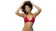 Video: Woman in red bikini turning her head in slow motion Woman in red bikini turning her head in slow motion