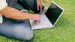 The screen of the laptop being pointed