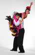 Couple dancing cancan in studio Couple dancing cancan in studio