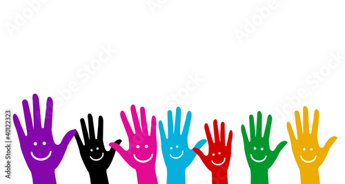 Illustration: Communauté - Mains - être heureux Communauté - Mains - être heureux