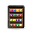 ベクター、タブレットPCと棚に並べられたアプリ