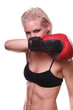 Female boxer in fighting stance