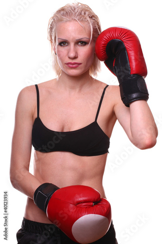 Photo: Female boxer in fighting stance Female boxer in fighting stance