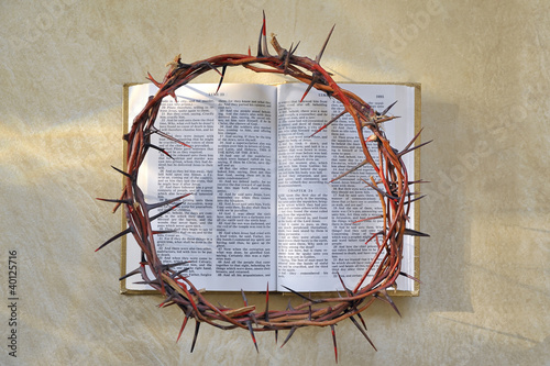 Photo: Crown of thorns and bible Crown of thorns and bible