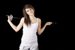 Photo: Image beautiful girl with a rapier Image beautiful girl with a rapier