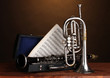 antique trumpet and clarinet in case antique trumpet and clarinet in case